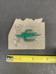 Arizona LAND OF ENCHANTMENT BELT BUCKLE Cactus – Green and Silver