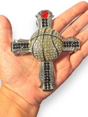 BASKETBALL BLING KING BELT BUCKLE LARGE SPARKLING NEW halloween
