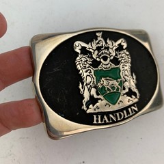 Handlin Family Crest Belt Buckle Anacortes Brass Works