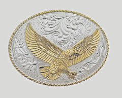 Eagle Belt Buckle New Men Gold Engraved Silver Metal Western Style Cowboy Rodeo