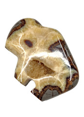 Large Polished Carved Septarian Nodule Crystal Calcite Buffalo Brass Belt Buckle