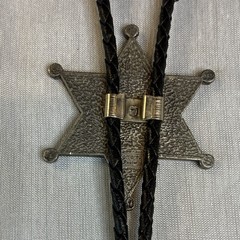 VTG 1992 EGE Diamond Cut Heavy Pewter US Marshall Buckle and matching Bolo Tie