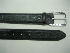 STERLING SILVER 925 BUCKLE WITH GENUINE LIZARD 1.5&Prime; BELT MADE IN U.S.A.