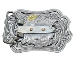 Silvertone Metal Belt Buckle Brass Longhorn Steer Head 1960s Western Cowboy