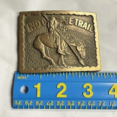 Vintage Award Design Medals Belt Buckle Mens Brass End of the Trail Fraser 70s