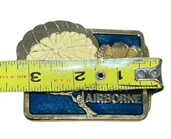 Army Airborne Belt Buckle Blue Enameled Parachute Military Mens 3&Prime;