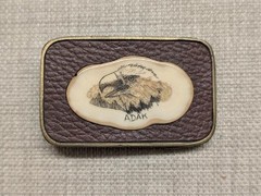 vintage EAGLE hand-etched ANTLER elk deer WESTERN belt buckle ALASKA adak inuit
