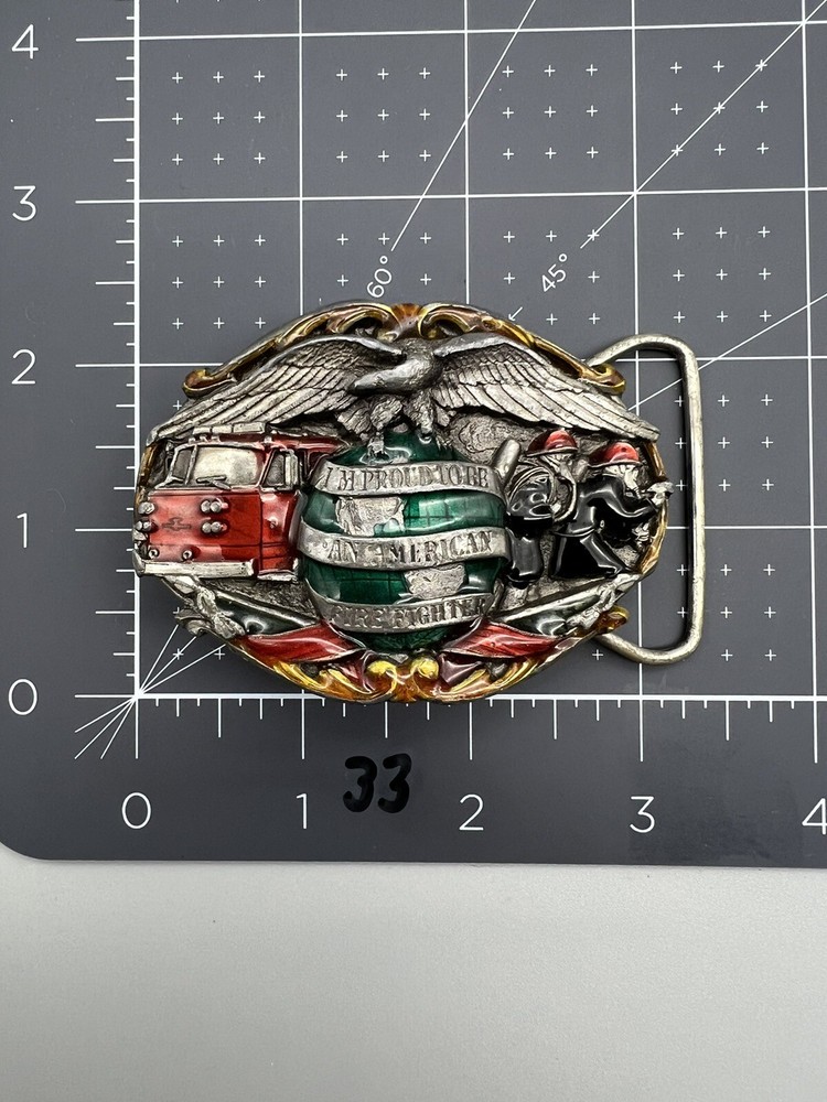 I Am Proud To Be An American Fire Fighter 1988 Belt Buckle (33)