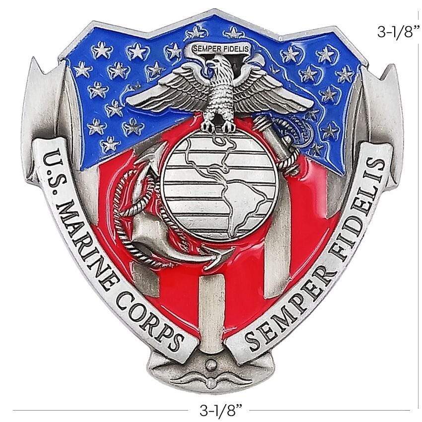 US Marine Corps Belt Buckle 3D Enamel Colored Semper Fidelis The Marines Gift