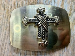 Gothic Medieval Centerpiece Iron Cross 3D Raised On Silver Color Belt Buckle