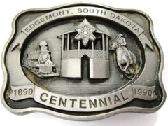 Edgemont South Dakota Centennial Belt Buckle 1890-1990 Train Horse #194/250
