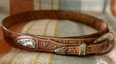 Justin Men’s Belt Crumrine Buckle Size 36 114 TN. Brown Top Grain Cowhide USA