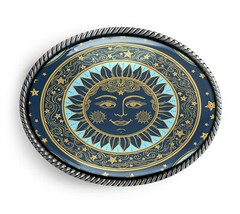 Boho Sun Belt Buckle – Ornate Bohemian Medallion Art Belt Buckle – 911