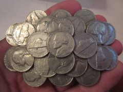 VINTAGE CLUSTER OF U.S. NICKELS COINS BELT BUCKLE – GW-18