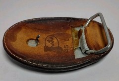 Justin 35 X Brown Leather Snake Skin Covered Belt Buckle Rustic Cowboy