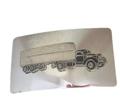 Vintage Diesel Semi Truck Trucker Belt Buckle Mirrored Rectangle 2 X 3.25 USA