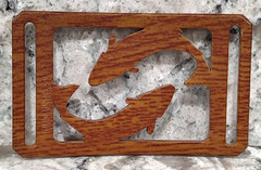 GRIP6 BELT BUCKLE – NATURALIST SALMON FISH / MAHOGANY WOOD LOOK – 1.5 INCH WIDE