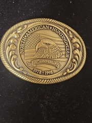 Vintage North American Hunting Club 20th Anniversary Belt Buckle 1978-1998
