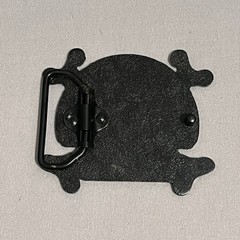 Skull Crossbones Belt Buckle Black Cream Enamel Metal Pirate Western Novelty
