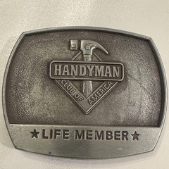Handyman Club of America Life Member Belt Buckle Vintage 1996 Pewter Finish