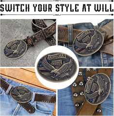 Belt Buckles for Men Women – Western Cowboy Belt Buckle American Flag and Eagle