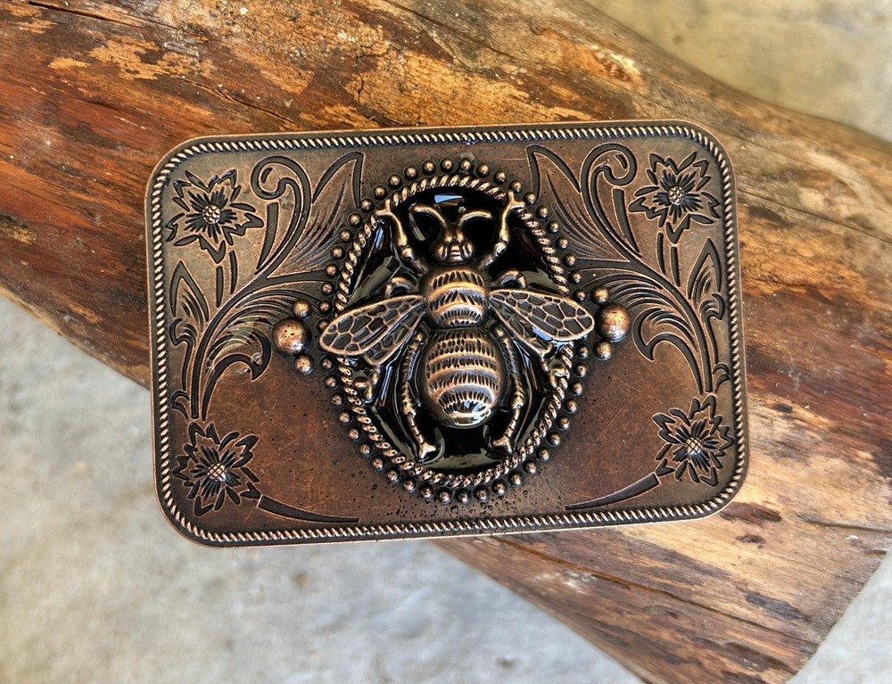 Bronze Bee Belt Buckle Handmade Western Cowboy Rodeo Insect Style Gift