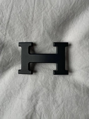 Hermes Black and Brown Reversible Leather Belt w Black Noir H Buckle Incl Box 95