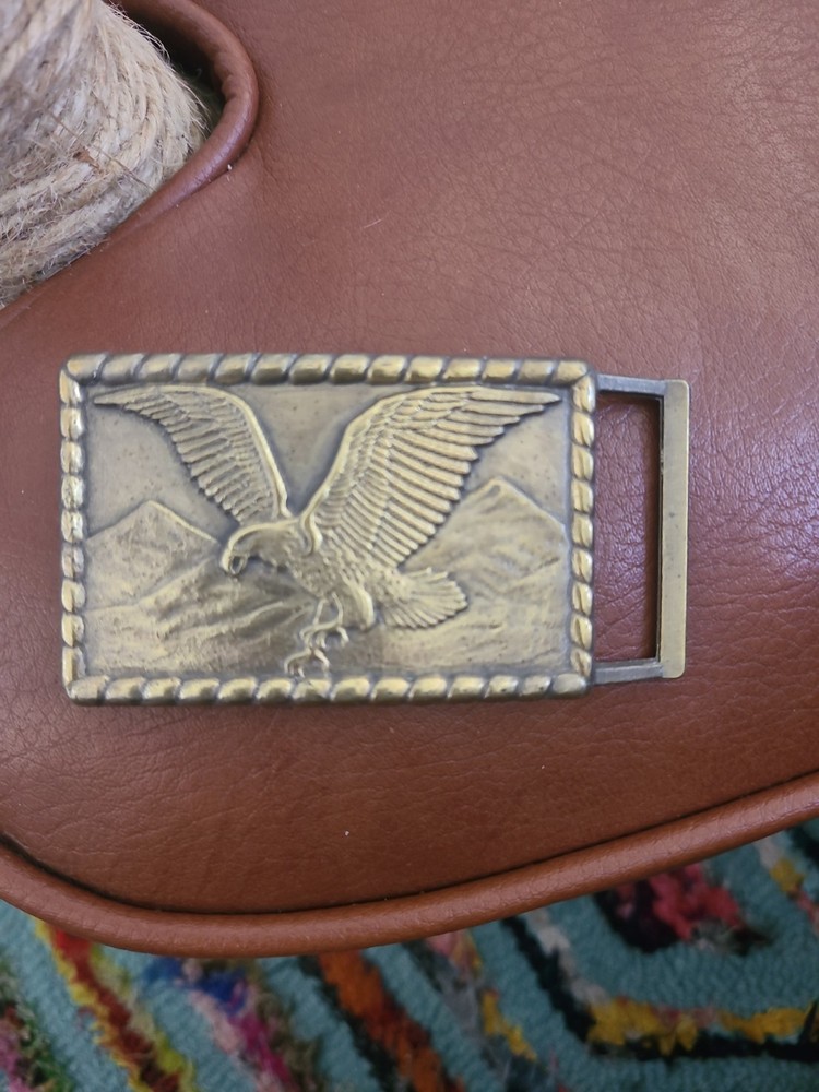 Vintage Gold Eagle Belt Buckle 3×2 Unmarked