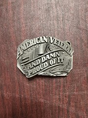 Vintage 1987 Siskiyou Belt Buckle American Veteran & Damn Proud of It USA