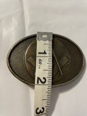 Vintage 1970s Masonic Freemason Brass Western Belt Buckle – Cowboy Style