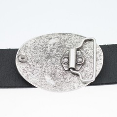 Fleur-de-Lys Belt Buckle Oval Antique Silver Hammered Effect Medieval Design