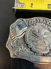 NRA Metal Belt Buckle 1871-1996 NRA 125thAnniversary American Flag