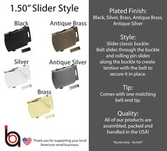 Build A Belt Replacement Military Style 1.50&Prime; Wide Buckle With Matching Belt Tip