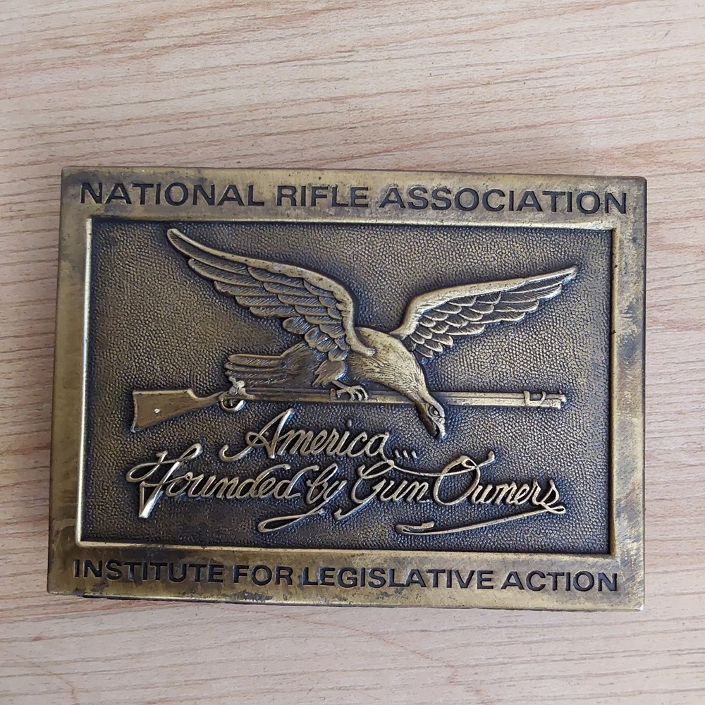 NRA National Rifle Association Eagle/Rifle Legislative Action Metal Belt Buckle