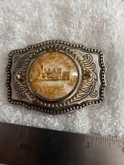 Vintage Belt Buckle with Train Railroad