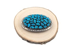 Vintage Native American Turquoise Nugget Cluster Belt Buckle Handmade Jewelry