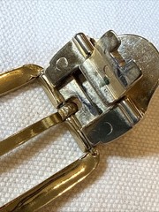 Unisex Gold Tone Belt Buckle Made In Italy With Leather Clip