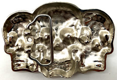 Three Multi Skulls Belt Buckle Biker Gothic New