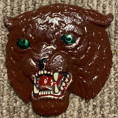 FEROCIOUS SCARY & COOL VINTAGE &rsquo;80&rsquo;S SNARLING 3D LYNX OR BOBCAT HEAD BELT BUCKLE