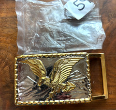 Americana Patriotic Eagle Belt Buckle Gold & Silver 3&Prime; x 2&Prime;
