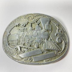 3.5&Prime; x 2.75&Prime; Vintage Train Locomotive Railroad Belt Buckle