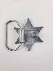Vintage Texas 6-point Star Sheriff Badge Belt Buckle Pewter New Old Stock