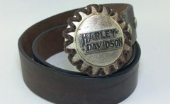 vintage HARLEY DAVIDSON motorcyle BELT BUCKLE metal leather Size 80 /24