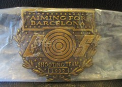USA Olympic Shooting Team 1992 Brass Belt Buckle Aiming For Barcelona