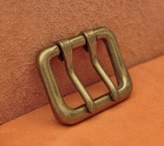 Men Retro Brass Double Tongue Pin Prong DIY Metal Belt Buckle Fits 40MM Straps