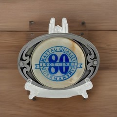 Maytag 1907-1987 Quality Workmanship Belt Buckle Metal & Polished Stone