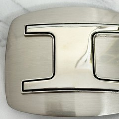 I Letter Initial Monogram Silver Tone Belt Buckle 3.16&Prime; x 2.78&Prime;