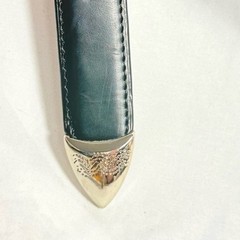 Patent Black Leather Belt with Oval Silver Accent silver tone buckle size 44