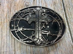 Iron Cross Barbed Wire Religious Gothic Punk Bikers Chrome Brand Belt Buckle
