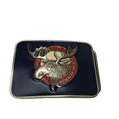 Loyal Order of Moose PAP Belt Buckle Cast Metal Epoxy Front 2013 Vintage